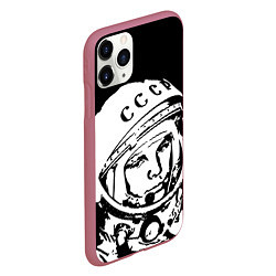 Чехол iPhone 11 Pro матовый Гагарин, цвет: 3D-малиновый — фото 2