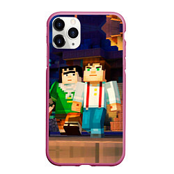 Чехол iPhone 11 Pro матовый Minecraft Men's, цвет: 3D-малиновый