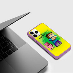 Чехол iPhone 11 Pro матовый Hello Minecraft, цвет: 3D-фиолетовый — фото 2