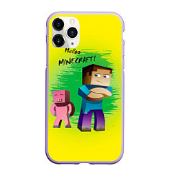 Чехол iPhone 11 Pro матовый Hello Minecraft, цвет: 3D-светло-сиреневый