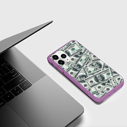 Чехол iPhone 11 Pro матовый Банкноты, цвет: 3D-фиолетовый — фото 2