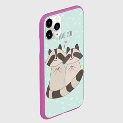 Чехол iPhone 11 Pro матовый Влюбленные еноты, цвет: 3D-фиолетовый — фото 2