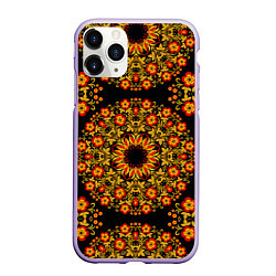 Чехол iPhone 11 Pro матовый Хохлома Роспись, цвет: 3D-светло-сиреневый