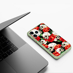 Чехол iPhone 11 Pro матовый Черепки и розы, цвет: 3D-салатовый — фото 2
