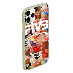 Чехол iPhone 11 Pro матовый Волейбол скрытые знаки FIVB, цвет: 3D-салатовый — фото 2