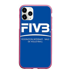 Чехол iPhone 11 Pro матовый Волейбол FIVB, цвет: 3D-малиновый