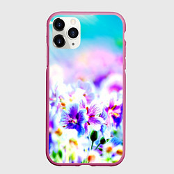 Чехол iPhone 11 Pro матовый Цветочное поле, цвет: 3D-малиновый