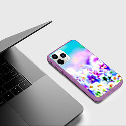 Чехол iPhone 11 Pro матовый Цветочное поле, цвет: 3D-фиолетовый — фото 2