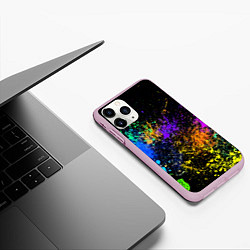 Чехол iPhone 11 Pro матовый Брызги красок, цвет: 3D-розовый — фото 2