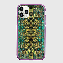 Чехол iPhone 11 Pro матовый Крокодил, цвет: 3D-фиолетовый