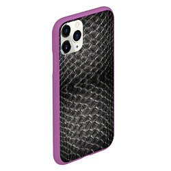 Чехол iPhone 11 Pro матовый Черная кожа, цвет: 3D-фиолетовый — фото 2