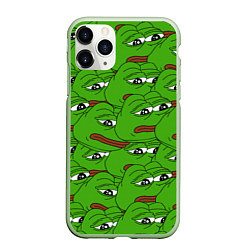 Чехол iPhone 11 Pro матовый Sad frogs, цвет: 3D-салатовый
