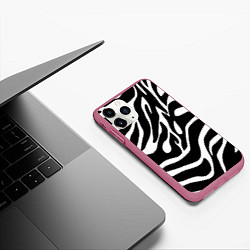 Чехол iPhone 11 Pro матовый Зебра, цвет: 3D-малиновый — фото 2