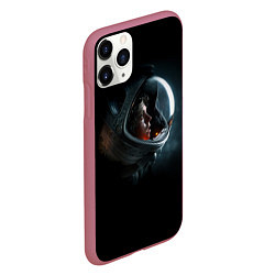 Чехол iPhone 11 Pro матовый Aliens Astronaut, цвет: 3D-малиновый — фото 2