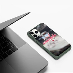 Чехол iPhone 11 Pro матовый Washington Capitals, цвет: 3D-темно-зеленый — фото 2