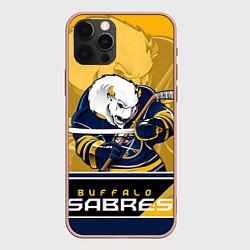 Чехол для iPhone 12 Pro Max Buffalo Sabres, цвет: 3D-светло-розовый