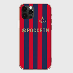 Чехол для iPhone 12 Pro Max ФК ЦСКА: Россети, цвет: 3D-светло-розовый