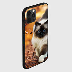 Чехол для iPhone 12 Pro Max Котик в листьях, цвет: 3D-черный — фото 2