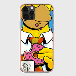 Чехол для iPhone 12 Pro Max Homer with donut, цвет: 3D-светло-розовый