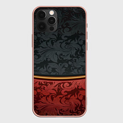 Чехол для iPhone 12 Pro Max Узоры Black and Red, цвет: 3D-светло-розовый