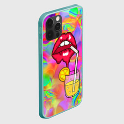 Чехол для iPhone 12 Pro Max Cocktail lips, цвет: 3D-мятный — фото 2