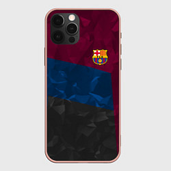 Чехол для iPhone 12 Pro Max FC Barcelona: Dark polygons, цвет: 3D-светло-розовый