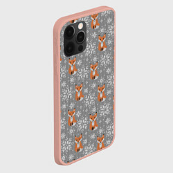 Чехол для iPhone 12 Pro Max Зимние лисицы, цвет: 3D-светло-розовый — фото 2