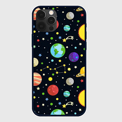 Чехол для iPhone 12 Pro Max Солнечная система, цвет: 3D-черный