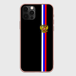 Чехол для iPhone 12 Pro Max Лента с гербом России, цвет: 3D-светло-розовый