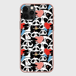 Чехол для iPhone 12 Pro Max Funny Pandas, цвет: 3D-светло-розовый