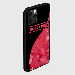 Чехол для iPhone 12 Pro Max Black Pink: Pink Polygons, цвет: 3D-черный — фото 2