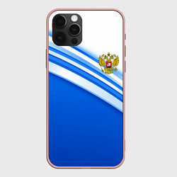 Чехол для iPhone 12 Pro Max Россия: голубая волна, цвет: 3D-светло-розовый