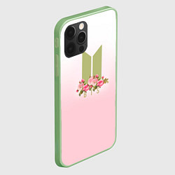 Чехол для iPhone 12 Pro Max BTS: Pink Flowers, цвет: 3D-салатовый — фото 2