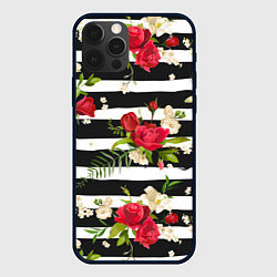 Чехол для iPhone 12 Pro Max Розы и орхидеи, цвет: 3D-черный