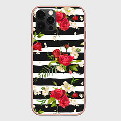 Чехол для iPhone 12 Pro Max Розы и орхидеи, цвет: 3D-светло-розовый