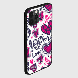 Чехол для iPhone 12 Pro Max Love - pink hearts, цвет: 3D-черный — фото 2