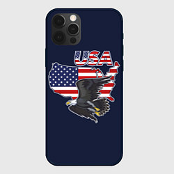Чехол для iPhone 12 Pro Max USA - flag and eagle, цвет: 3D-черный