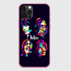 Чехол для iPhone 12 Pro Max The Beatles: Art Faces, цвет: 3D-малиновый