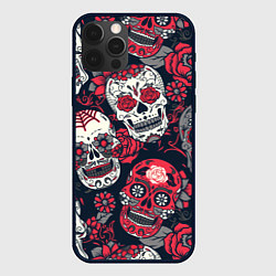 Чехол для iPhone 12 Pro Max Мексиканские черепа, цвет: 3D-черный