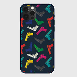 Чехол для iPhone 12 Pro Max Разноцветные пистолеты, цвет: 3D-черный