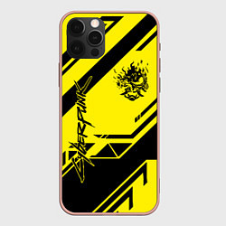 Чехол для iPhone 12 Pro Max Cyberpunk 2077: Yellow Samurai, цвет: 3D-светло-розовый