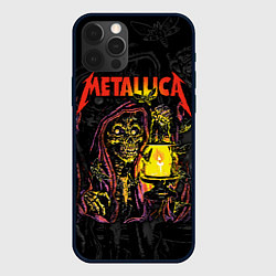 Чехол для iPhone 12 Pro Max Metallica скеленон со свечкой, цвет: 3D-черный