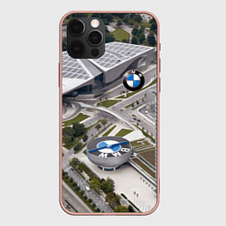 Чехол для iPhone 12 Pro Max BMW city, цвет: 3D-светло-розовый