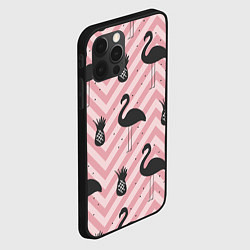 Чехол для iPhone 12 Pro Max Черный фламинго арт, цвет: 3D-черный — фото 2