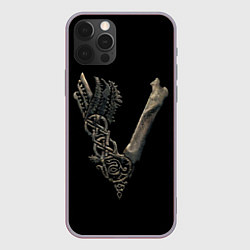 Чехол для iPhone 12 Pro Max Vikings bones logo, цвет: 3D-серый