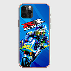 Чехол для iPhone 12 Pro Max Suzuki MotoGP, цвет: 3D-светло-розовый