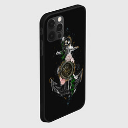 Чехол для iPhone 12 Pro Max Якорь с компасом и цветами, цвет: 3D-черный — фото 2