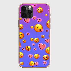 Чехол для iPhone 12 Pro Max Очень много эмодзи, цвет: 3D-светло-розовый