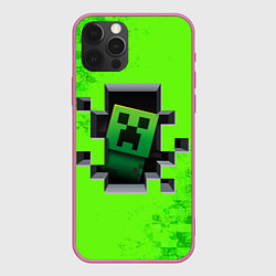 Чехол для iPhone 12 Pro Max MINECRAFT, цвет: 3D-малиновый