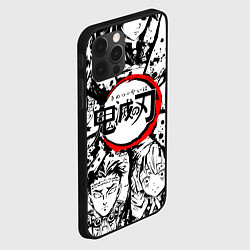 Чехол для iPhone 12 Pro Max Kimetsu no yaiba чернобелый аниме коллаж, цвет: 3D-черный — фото 2